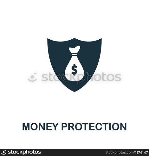 Money Protection icon vector illustration. Creative sign from gdpr icons collection. Filled flat Money Protection icon for computer and mobile. Symbol, logo vector graphics.. Money Protection vector icon symbol. Creative sign from gdpr icons collection. Filled flat Money Protection icon for computer and mobile