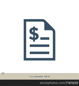 Money Report Paper Icon Logo Template Illustration Design. Vector EPS 10.