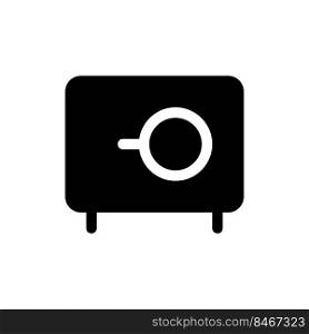 Money safe black glyph ui icon. Storage for documents. Private possessions. User interface design. Silhouette symbol on white space. Solid pictogram for web, mobile. Isolated vector illustration. Money safe black glyph ui icon