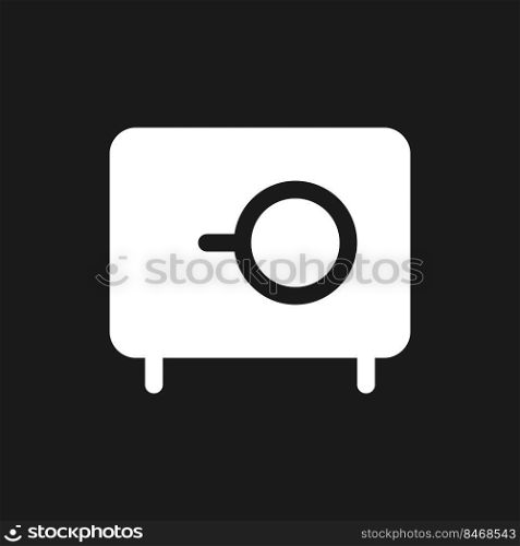Money safe dark mode glyph ui icon. Storage for documents and cash. User interface design. White silhouette symbol on black space. Solid pictogram for web, mobile. Vector isolated illustration. Money safe dark mode glyph ui icon