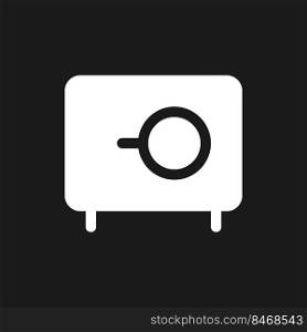 Money safe dark mode glyph ui icon. Storage for documents and cash. User interface design. White silhouette symbol on black space. Solid pictogram for web, mobile. Vector isolated illustration. Money safe dark mode glyph ui icon