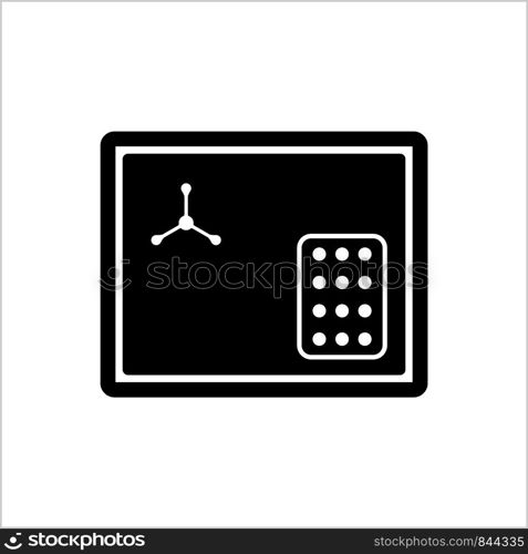 Money Safe Icon, Safe Vector Art Illustration