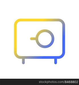 Money safe pixel perfect gradient linear ui icon. Storage for documents and cash. Private possessions. Line color user interface symbol. Modern style pictogram. Vector isolated outline illustration. Money safe pixel perfect gradient linear ui icon