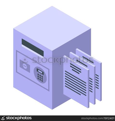 Money safe support icon isometric vector. Financial help. Business economy. Money safe support icon isometric vector. Financial help