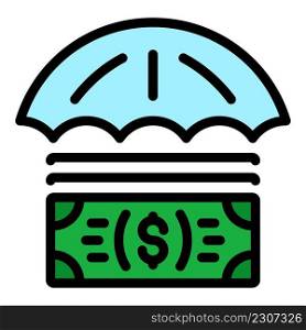 Money safety icon. Outline money safety vector icon color flat isolated. Money safety icon color outline vector