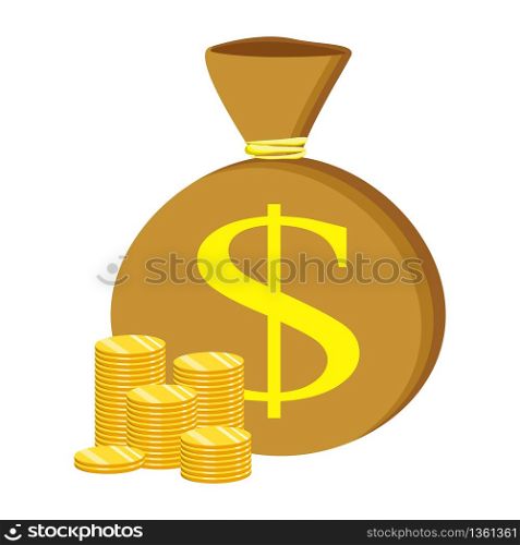 Money saving and money bag concept. Money making. Bank deposit. Financials. Isolated on a background. Flat icon, vector illustration. Flat icon, vector illustration. Money saving and money bag concept. Money making. Bank deposit. Financials. Isolated on a background.