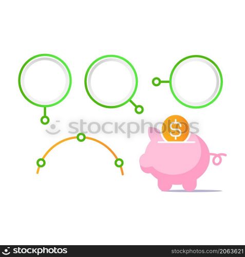 Money savings infographic chart design element set. Abstract vector symbols for infochart with blank copy spaces. Kit with shapes for instructional graphics. Visual data presentation. Money savings infographic chart design element set