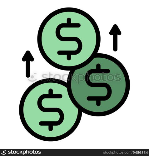 Money send coin icon outline vector. Bank wallet. App credit color flat. Money send coin icon vector flat