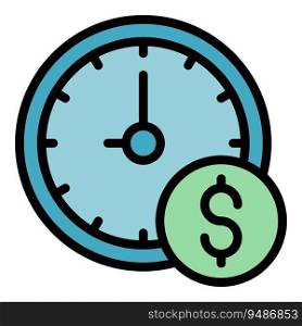 Money sending time icon outline vector. Send payment. Wallet app color flat. Money sending time icon vector flat