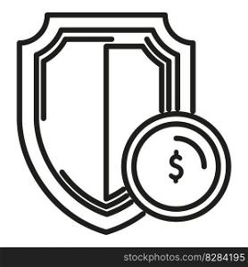 Money shield icon outline vector. Bank finance. Coin reserve. Money shield icon outline vector. Bank finance