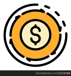 Money shop dollar icon. Outline money shop dollar vector icon color flat isolated. Money shop dollar icon color outline vector