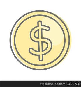 Money Sign Isolated. Dollar Coin. Video Marketing.. Money sign isolated. Dollar coin. Video marketing. Approaches, methods and measures to promote products and services based on video. Online video, internet technology and media social marketing