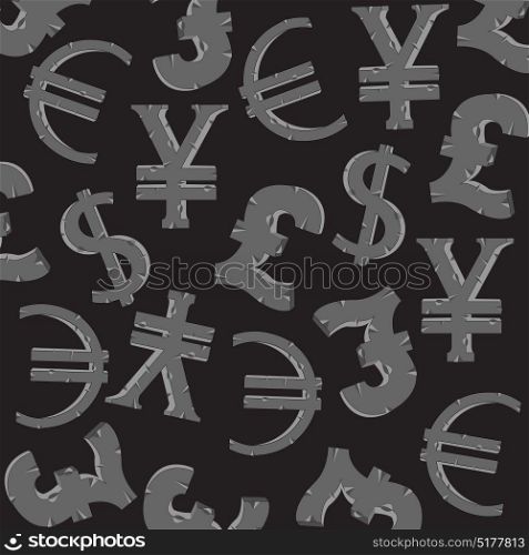 Money signs of the different countries. Symbols of the money of the different countries on black background