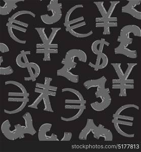 Money signs of the different countries. Symbols of the money of the different countries on black background