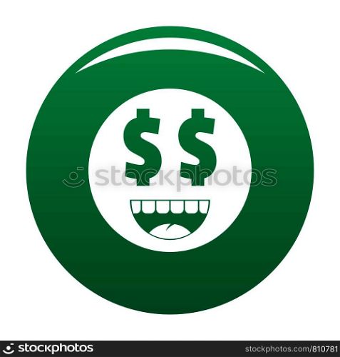 Money smile icon. Vector simple illustration of money smile icon isolated on white background. Money smile icon vector green