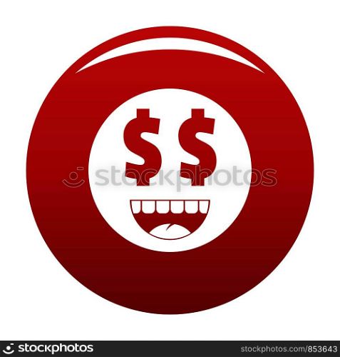 Money smile icon. Vector simple illustration of money smile icon isolated on white background. Money smile icon vector red