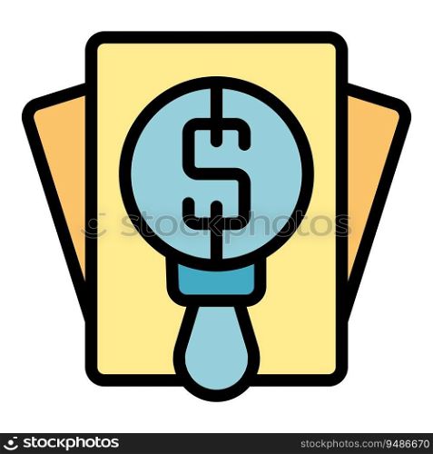 Money stamp trend icon outline vector. Seo site. Network search color flat. Money stamp trend icon vector flat