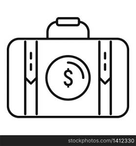 Money suitcase icon. Outline money suitcase vector icon for web design isolated on white background. Money suitcase icon, outline style