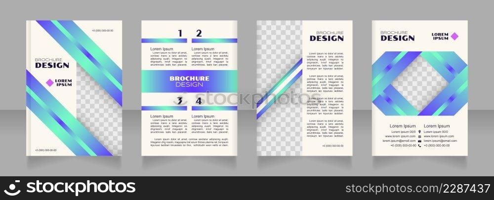 Money supply blue blank brochure design. Template set with copy space for text. Premade corporate reports collection. Editable 4 paper pages. Syncopate, Poller One, Arial Regular fonts used. Money supply blue blank brochure design