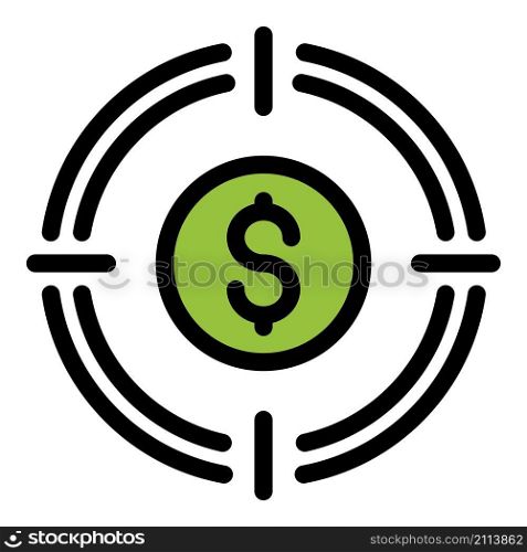 Money target icon. Outline money target vector icon color flat isolated. Money target icon color outline vector