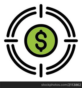 Money target icon. Outline money target vector icon color flat isolated. Money target icon color outline vector