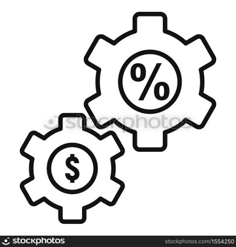 Money tax wheel icon. Outline money tax wheel vector icon for web design isolated on white background. Money tax wheel icon, outline style