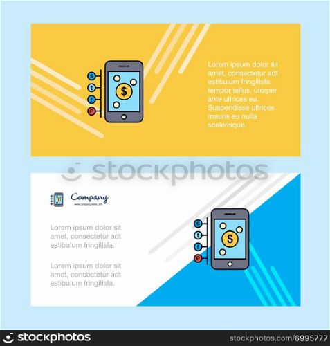 Money through smartphone abstract corporate business banner template, horizontal advertising business banner.