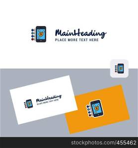 Money through smartphone vector logotype with business card template. Elegant corporate identity. - Vector
