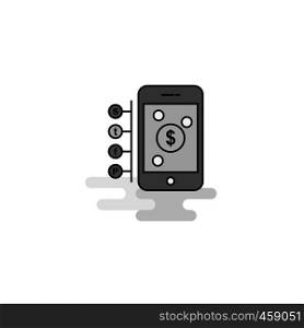 Money through smartphone Web Icon. Flat Line Filled Gray Icon Vector