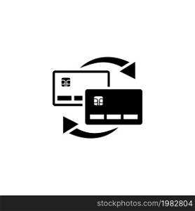 Money Transfer Between Plastic Cards. Flat Vector Icon. Simple black symbol on white background. Money Transfer Between Plastic Cards Flat Vector Icon