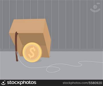 Money trap using coin as bait