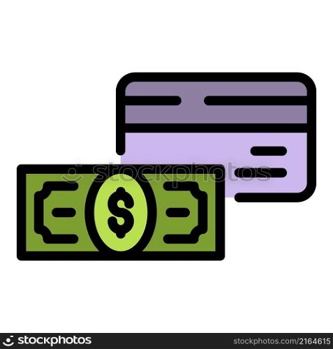 Money trasnfer credit card icon. Outline money trasnfer credit card vector icon color flat isolated. Money trasnfer credit card icon color outline vector