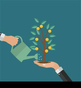 Money Tree, Financial Growth Flat Concept Vector Illustration EPS10