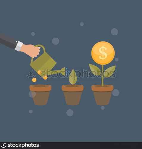 Money Tree, Financial Growth Flat Concept Vector Illustration EPS10