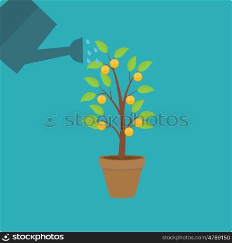 Money Tree, Financial Growth Flat Concept Vector Illustration EPS10. Money Tree, Financial Growth Flat Concept Vector Illustration