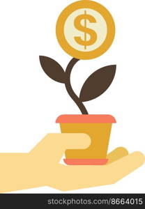 money tree illustration in minimal style isolated on background