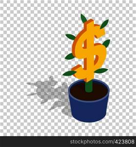 Money tree isometric icon 3d on a transparent background vector illustration. Money tree isometric icon