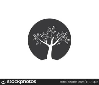 money tree logo icon vector illustration design