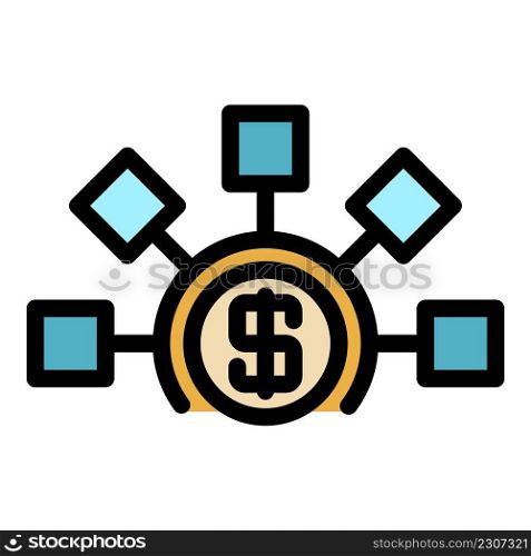 Money use icon. Outline money use vector icon color flat isolated. Money use icon color outline vector