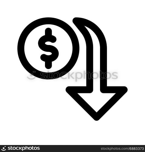 money value down, icon on isolated background
