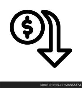 money value down, icon on isolated background