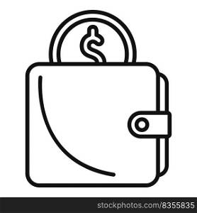 Money wallet icon outline vector. Charity donate. Giving heart. Money wallet icon outline vector. Charity donate