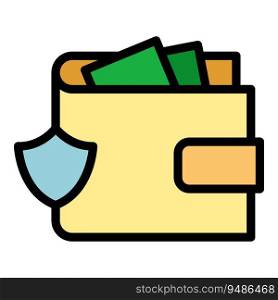 Money wallet security icon outline vector. Loan income. Credit tax color flat. Money wallet security icon vector flat