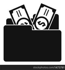 Money wash folder icon. Simple illustration of money wash folder vector icon for web design isolated on white background. Money wash folder icon, simple style