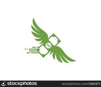 money wings logo icon vector illustration design
