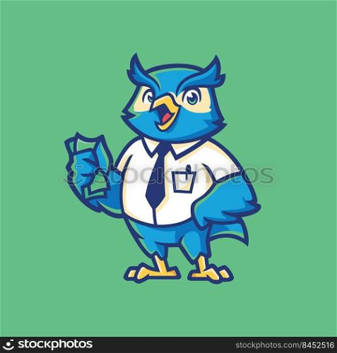 Money Wise Owl Financial Cartoon Mascot