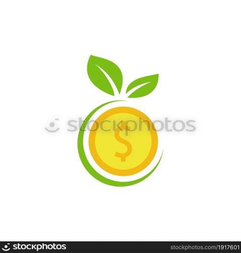 money with leaf logo flat design
