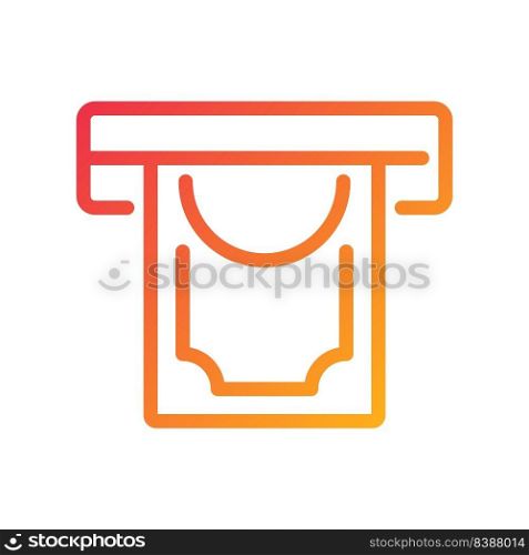 Money withdrawal pixel perfect gradient linear vector icon. Removing funds from ATM. Bank balance. Regular transactions. Thin line color symbol. Modern style pictogram. Vector isolated outline drawing. Money withdrawal pixel perfect gradient linear vector icon