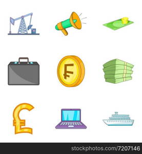 Moneybag icons set. Cartoon set of 9 moneybag vector icons for web isolated on white background. Moneybag icons set, cartoon style