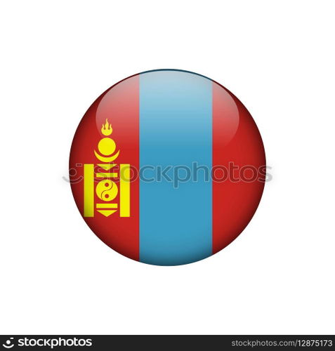 Mongolia Flag Circle Button Vector Template